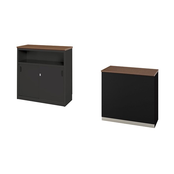 ハイカウンター（棚付タイプ） 天板：ダークウォールナット／本体：ブラック XC0990-BWN-B 1台｜DIY FACTORY ONLINE SHOP 57,405円