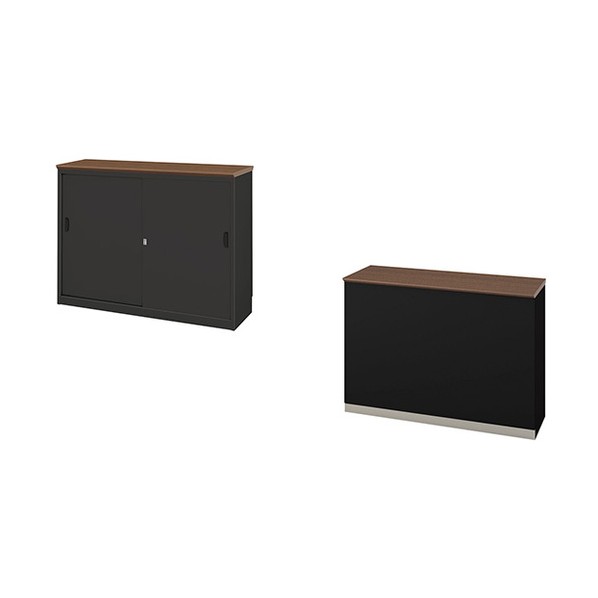 ハイカウンター(総扉タイプ) 天板:ダークウォールナット/本体:ブラック XC1290A-BWN-B 1台|DIY FACTORY ONLINE SHOP