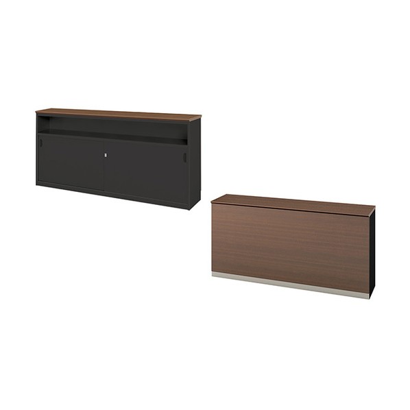 ハイカウンター（棚付タイプ） 天板：ダークウォールナット／本体：ブラック XC1890-BWN-AWN 1台｜DIY FACTORY ONLINE SHOP