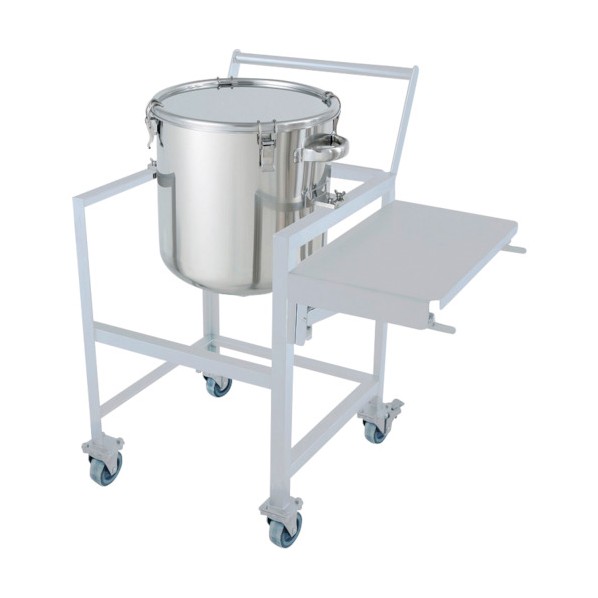 日東金属工業 ステンレス鏡板型クリップ式密閉容器 150L 架台付(作業台・取っ手・蓋置付) (W×D×H):1004×863×1095mm(Wは作業台を開いた場合) DT-CTH-ASCA-565 1個