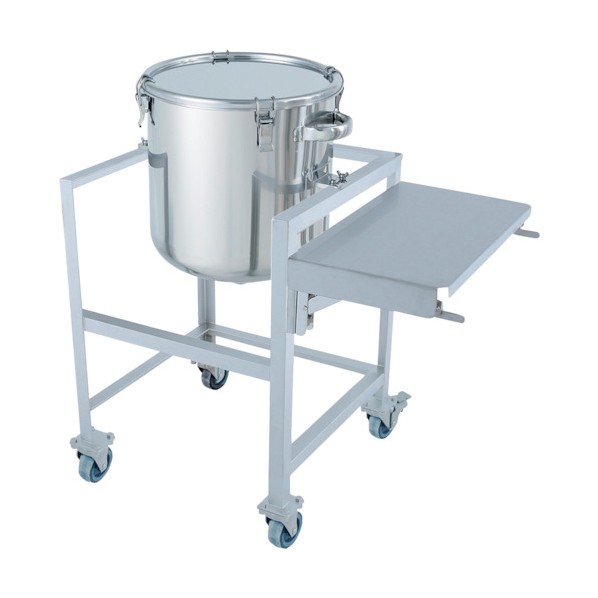 日東金属工業 ステンレス鏡板型クリップ式密閉容器 45L 架台付(作業台付) (W×D×H):794×540×870mm(Wは作業台を開いた場合) DT-CTH-ASCB-39 1個