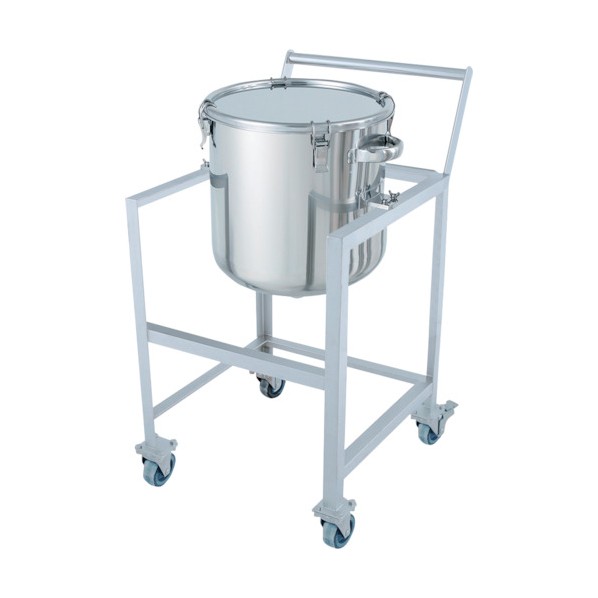 日東金属工業 ステンレス鏡板型クリップ式密閉容器 45L 架台付(取っ手･蓋置付) (W×D×H):535×655×870mm DT-CTH-ASCC-39 1個