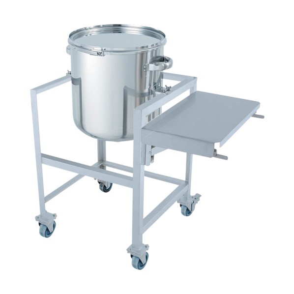 日東金属工業 ステンレス鏡板型バンド式密閉容器 35L 架台付(作業台付) (W×D×H):764×510×830mm(Wは作業台を開いた場合) DT-CTL-ASCB-36 1個