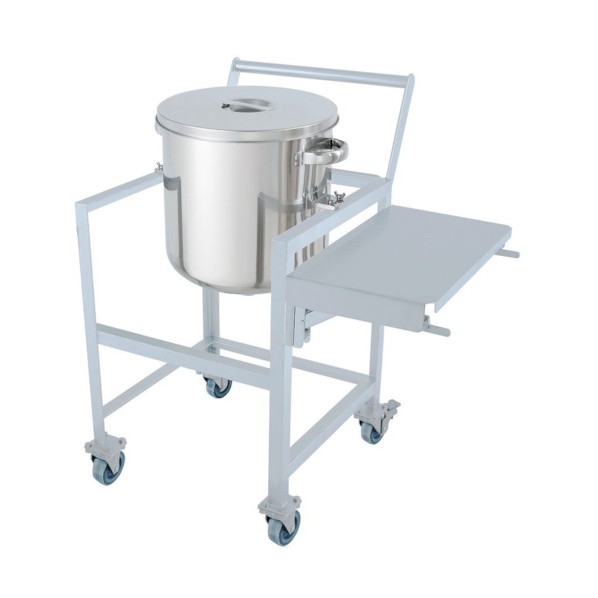 日東金属工業 ステンレス鏡板型汎用容器 80L 架台付(作業台･取っ手･蓋置付) (W×D×H):904×760×955mm(Wは作業台を開いた場合) DT-ST-ASCA-47 1個
