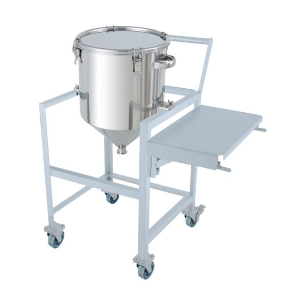 日東金属工業 ステンレスホッパー型クリップ式密閉容器 45L 架台付(作業台･取っ手･蓋置付) (W×D×H):794×655×945mm(Wは作業台を開いた場合) HT-CTH-ASCA-39 1個