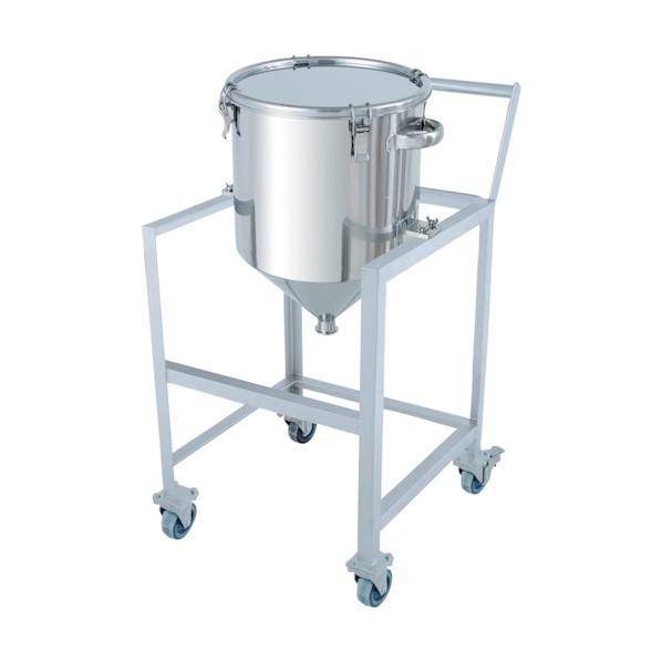 日東金属工業 ステンレスホッパー型クリップ式密閉容器 35L 架台付(取っ手･蓋置付) (W×D×H):500×625×900mm HT-CTH-ASCC-36 1個