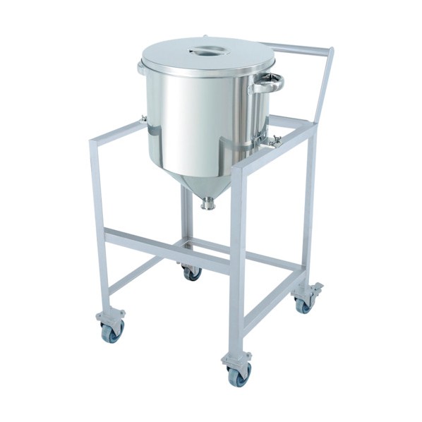 日東金属工業 ステンレスホッパー型汎用容器 45L 架台付(取っ手･蓋置付) (W×D×H):535×655×945mm HT-ST-ASCC-39 1個