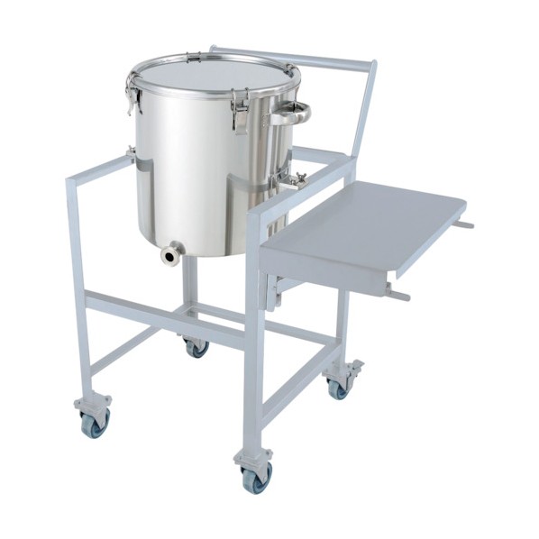日東金属工業 ステンレス片テーパー型クリップ式密閉容器 65L 架台付(作業台･取っ手･蓋置付) (W×D×H):844×690×980mm(Wは作業台を開いた場合) KTT-CTH-ASCA-43 1個