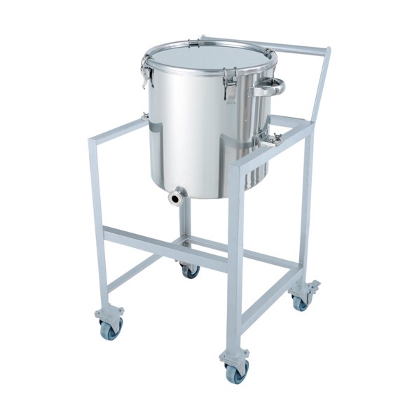 日東金属工業 ステンレス片テーパー型クリップ式密閉容器 100L 架台付(取っ手･蓋置付) (W×D×H):650×760×1120mm KTT-CTH-ASCC-47H 1個