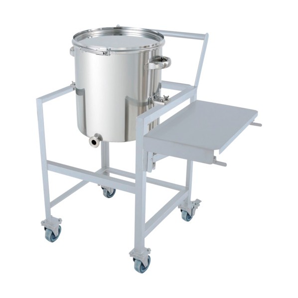 日東金属工業 ステンレス片テーパー型バンド式密閉容器 65L 架台付(作業台･取っ手･蓋置付) (W×D×H):844×690×980mm(Wは作業台を開いた場合) KTT-CTL-ASCA-43 1個