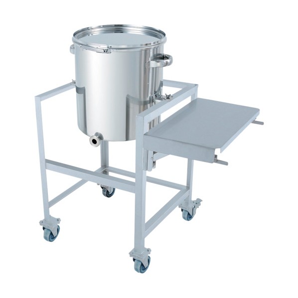 日東金属工業 ステンレス片テーパー型バンド式密閉容器 65L 架台付(作業台付) (W×D×H):844×590×980mm(Wは作業台を開いた場合) KTT-CTL-ASCB-43 1個
