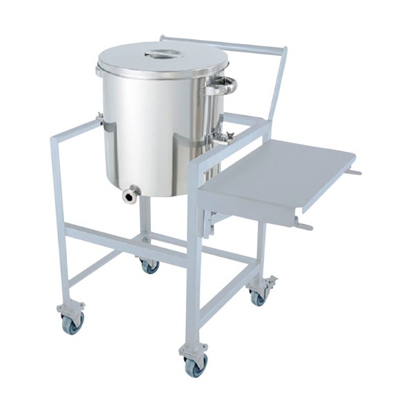 日東金属工業 ステンレス片テーパー型汎用容器 45L 架台付(作業台･取っ手･蓋置付) (W×D×H):794×655×920mm(Wは作業台を開いた場合) KTT-ST-ASCA-39 1個
