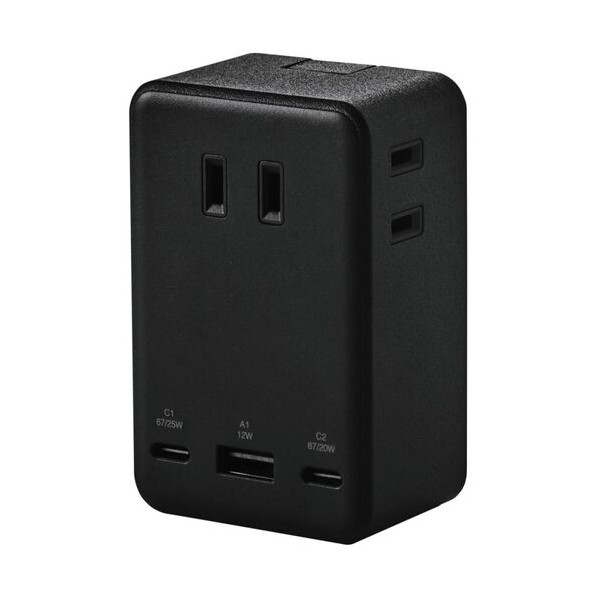 USB水道栓 USB-C×2 USB-A×1 AC×3 67W 雷サルゼ 直挿し 黒いこと 黒いこと T-U09-3AC2BK