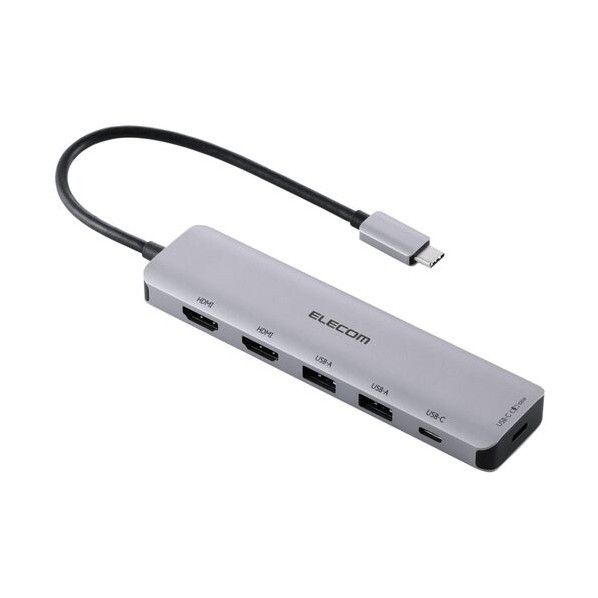 ※法人専用品※エレコム Type-Cドッキングステーション USB-A×2 USB-C×2 HDMI(4K60Hz)×2 シルバー シルバー DST-M060BPSV 0|DIY FACTORY ONLINE SHOP