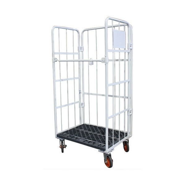 カゴ手押し車 百貨店FX積貨委託貨物 W850×D650×H1700粍 象牙色 5313225001 花・ガーデン・DIY-台車