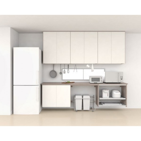 南海プライウッド キッチン開戸収納 シェフモ 作業カウンタープラン 9尺 シェルホワイト AT000014LW 1セット｜DIY FACTORY ONLINE SHOP