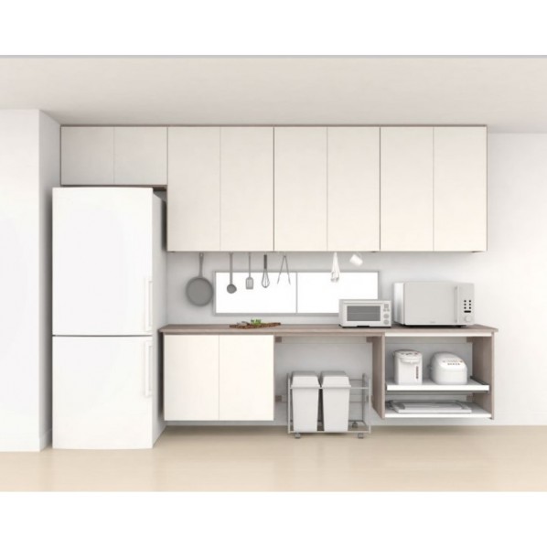 南海プライウッド キッチン開戸収納 シェフモ 作業カウンタープラン 12尺 ブライトウォールナット AT000022IJ 1セット