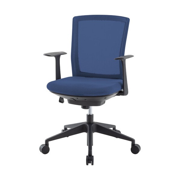 オフィスチェア SIMFORT 肘付き 背メッシュ 座ファブリック ブルー SFN-46M1-M-BL 1脚