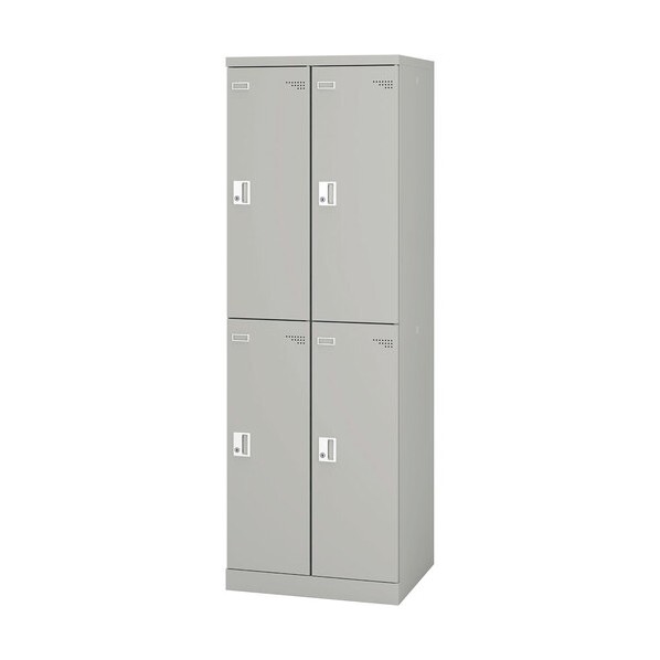 スチールロッカー SLタイプ シリンダー錠/4人用 2列2段 グレー グレー SL-24C-GR