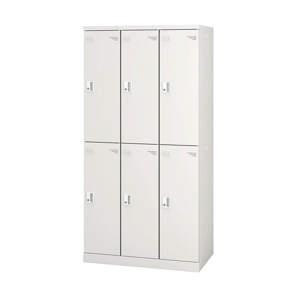 スチールロッカー SLタイプ シリンダー錠/6人用 3列2段 ホワイト ホワイト SL-26C-W
