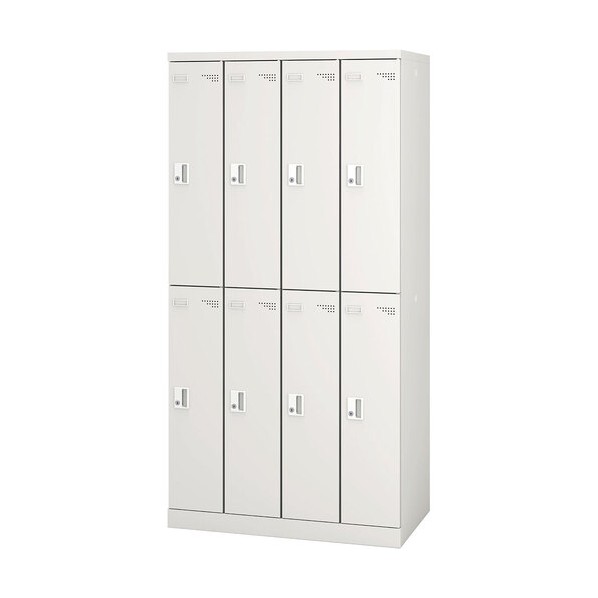 スチールロッカー SLタイプ シリンダー錠/8人用 4列2段 ホワイト ホワイト SL-28C-W