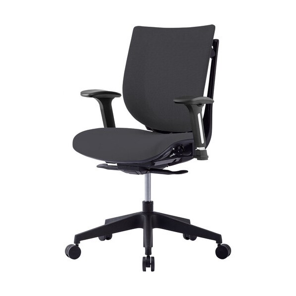 オフィスチェア VIGOR 肘付き 背メッシュ 座ファブリック ダークグレー/脚ブラック VIG-P50L1-MF-B-DG 1脚|DIY FACTORY ONLINE SHOP