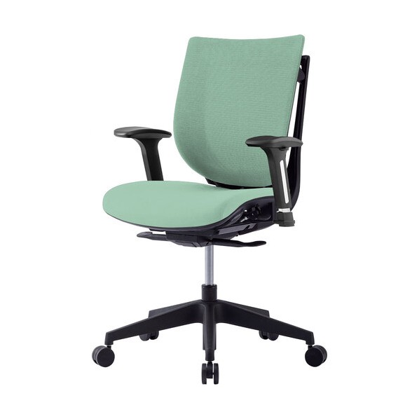 オフィスチェア VIGOR 肘付き 背メッシュ 座ファブリック セージ/脚ブラック VIG-P50L1-MF-B-S 1脚