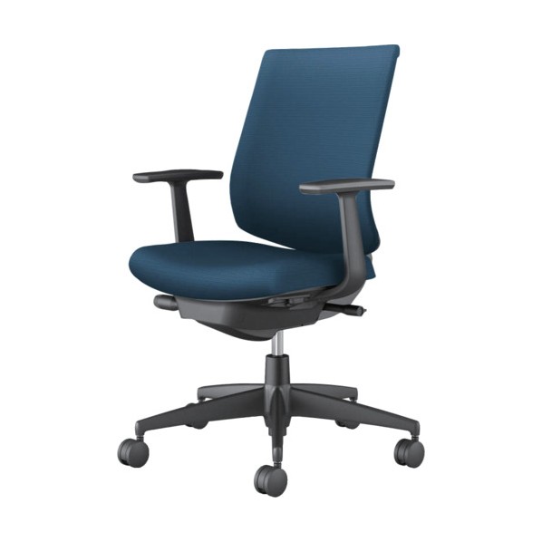 オフィスチェア ウィザード4 ローバックT型肘 樹脂脚 プルシアンブルー C06-B112CW-BKG4T61