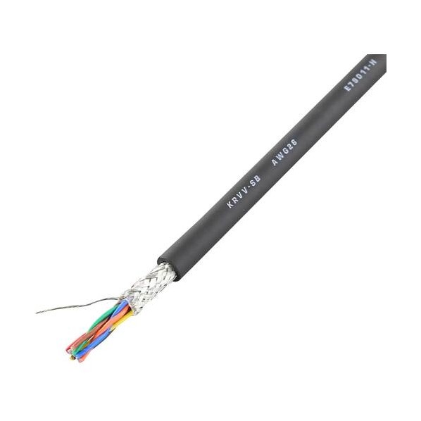 UL2464高たたみ目シールドロボットケーブル AWG26 芯数8 40m 黒いこと KRVV-SB AWG26X4P 40M