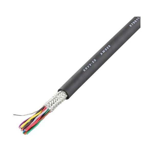 UL2464高屈曲シールドロボットケーブル AWG26 芯数14 100m ブラック KRVV-SB AWG26X7P 100M