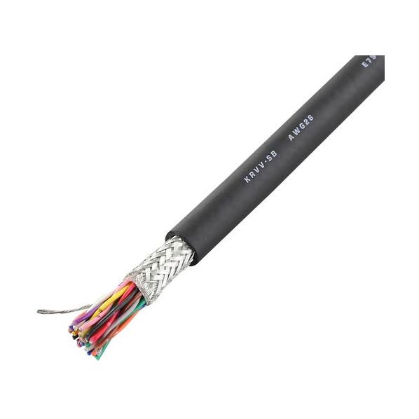 UL2464高屈曲シールドロボットケーブル AWG26 芯数24 40m ブラック KRVV-SB AWG26X12P 40M
