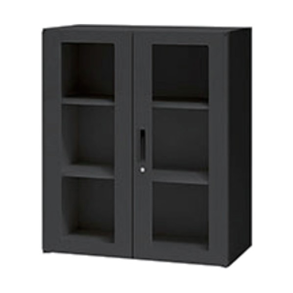硝子両開き書庫 CWS型納める庫（黒いこと印字機） CWS-0909KG-BB