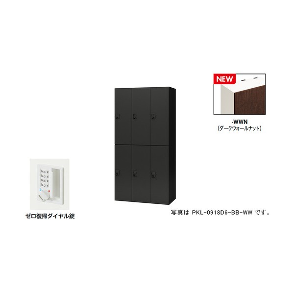個人的ロッカー（6人用） 隠し PKL型/扉:ダークウォールナット 本体:せつ然たる白いこと/W900×D450×H1800 PKL-0918DR6-WWN 1台