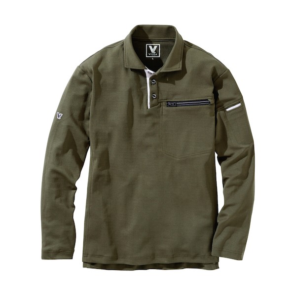 村上被服 長袖ポロシャツ 3L カーキ 801-3L-38 1着&times;3着｜DIY FACTORY ONLINE SHOP