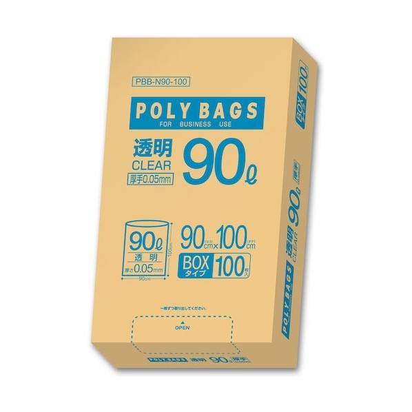オルディ ポリバッグビジネス BOX 90L 0.05mm 透明 PBB-N90-100 100枚×2冊