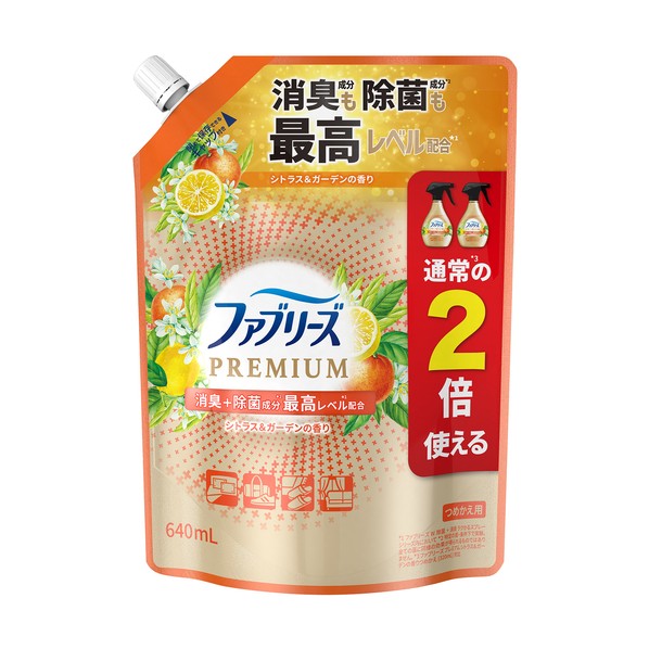 P&Gジャパン 消臭剤 ファブリーズ PREMIUM シトラス&ガーデンの香り つめかえ用 特大 640ml 233288 1個&times;12個｜DIY FACTORY ONLINE SHOP