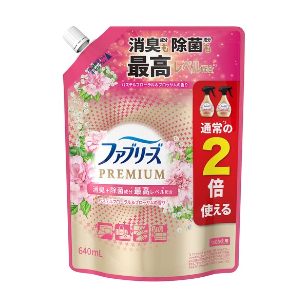 P&Gジャパン 消臭剤 ファブリーズ PREMIUM パステルフローラル&ブロッサムの香り つめかえ用 特大 640ml 233356 1個×12個