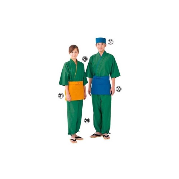 アズワン 作務衣(男女兼用)EC3126-4 3313730 L 緑 61-7969-95 1点|DIY FACTORY ONLINE SHOP