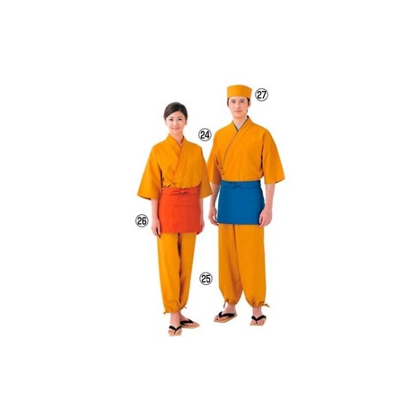 アズワン 作務衣(男女兼用)EC3126-5 3313620 M 黄 61-7969-87 1点｜DIY FACTORY ONLINE SHOP