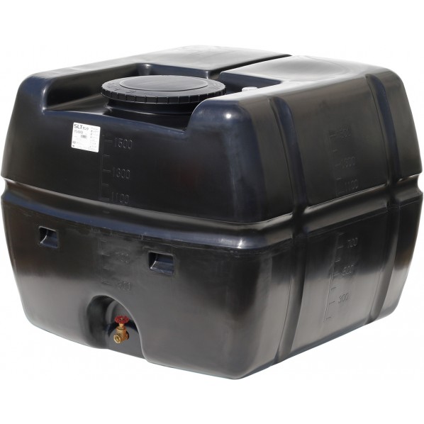※法人専用品※スイコー スーパーローリータンク 1500L(フタ含む)直後ばらいスリースバルブ40A付 黒いこと SLT-1500 BK+SV40A 1点