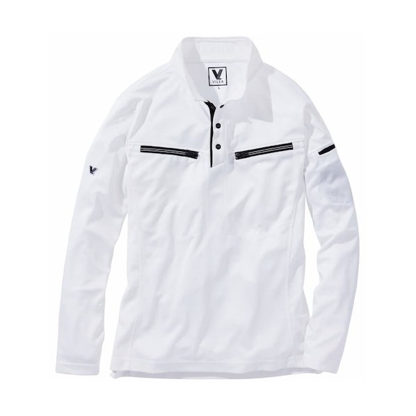 村上被服 ミニ衿長袖ポロシャツ 6L ホワイト 601-6L-17 1点×5着|DIY FACTORY ONLINE SHOP