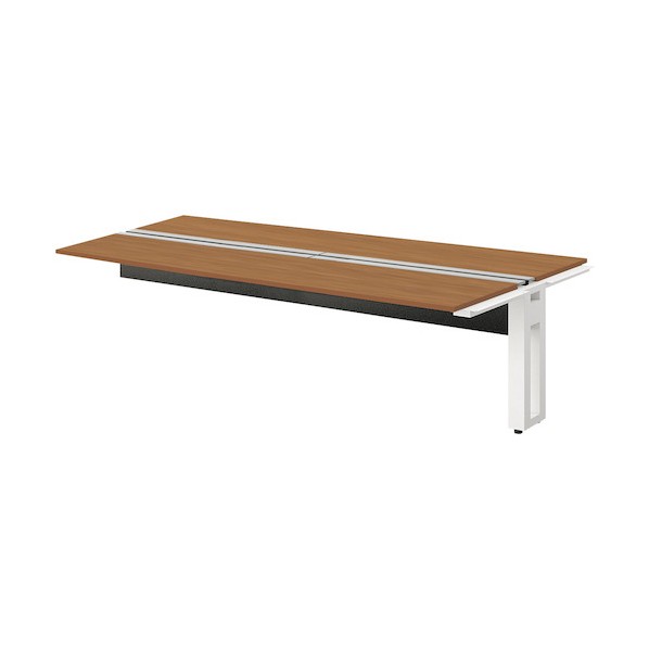 ※法人専用品※ナイキ ベンチデスク 天板:ミディアムウォールナット/本体:クリアーホワイト MF2414R-WMWP 1台｜DIY FACTORY ONLINE SHOP