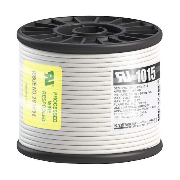 協和ハーモネット UL耐熱ビニル絶縁電線 UL1015 AWG16 50M 白 UL1015 AWG16 50M WH 1点