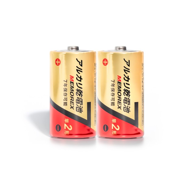 グリーンクロス MEMOREXアルカリ電池 単2形 LR14-2S7 100本セット 6300044189 100本