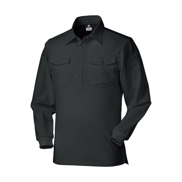 クロダルマ 長袖ポロシャツ(脇スリット) ブラック L ブラック 25450-49-L 1着