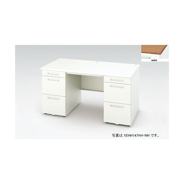 両袖事務机 天板：ミディアムウォールナット/本体：せつ然たる白いこと XEHH168HH-WMW 1台