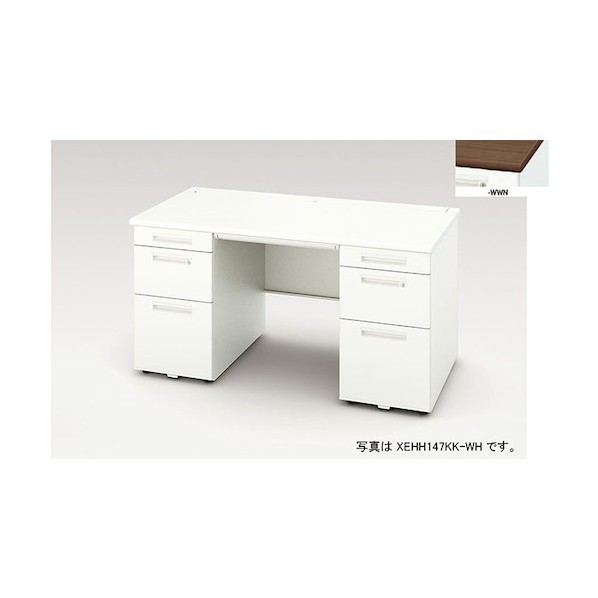 ※法人専用品※ナイキ 両袖デスク(ロングストローク XEHH型/天板:ダークウォールナット 本体:クリアーホワイト/W1400&times;D800&times;H720 XEHH148KK-WWN 1台｜DIY FACTORY ONLINE SHOP