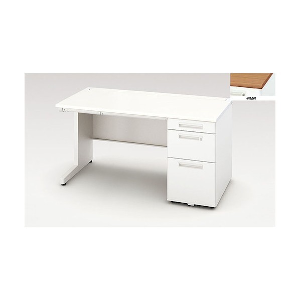 ※法人専用品※ナイキ 片袖デスク(ロングストローク XEHH型/天板:ミディアムウォールナット 本体:クリアーホワイト/W1400&times;D800&times;H720 XEHH148K-WMW 1台｜DIY FACTORY ONLINE SHOP