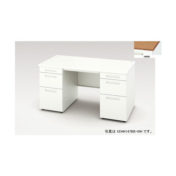 ※法人専用品※ナイキ 両袖デスク XEHH型/天板:ミディアムウォールナット 本体:クリアーホワイト/W1500&times;D800&times;H720 XEHH158BB-WMW 1台｜DIY FACTORY ONLINE SHOP