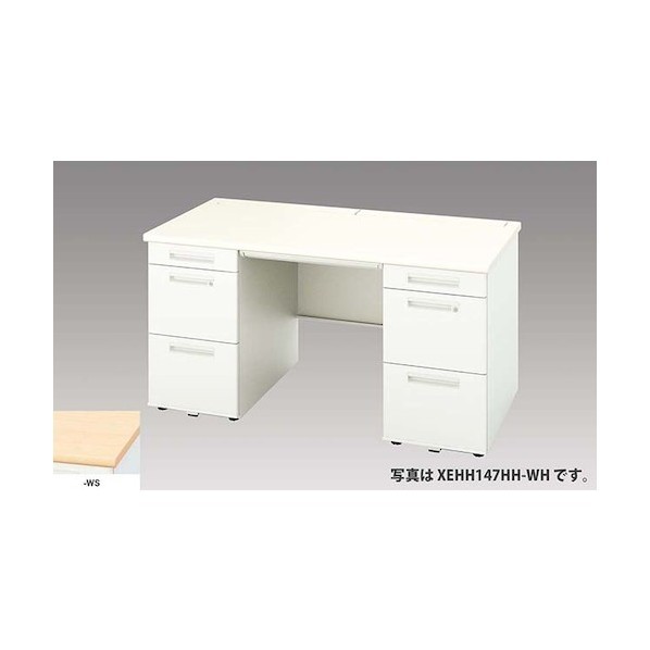 両袖事務机（ロング打つこと XEHH型/天板:絹地白木 本体:せつ然たる白いこと/W1500×D800×H720 XEHH158HH-WS 1台